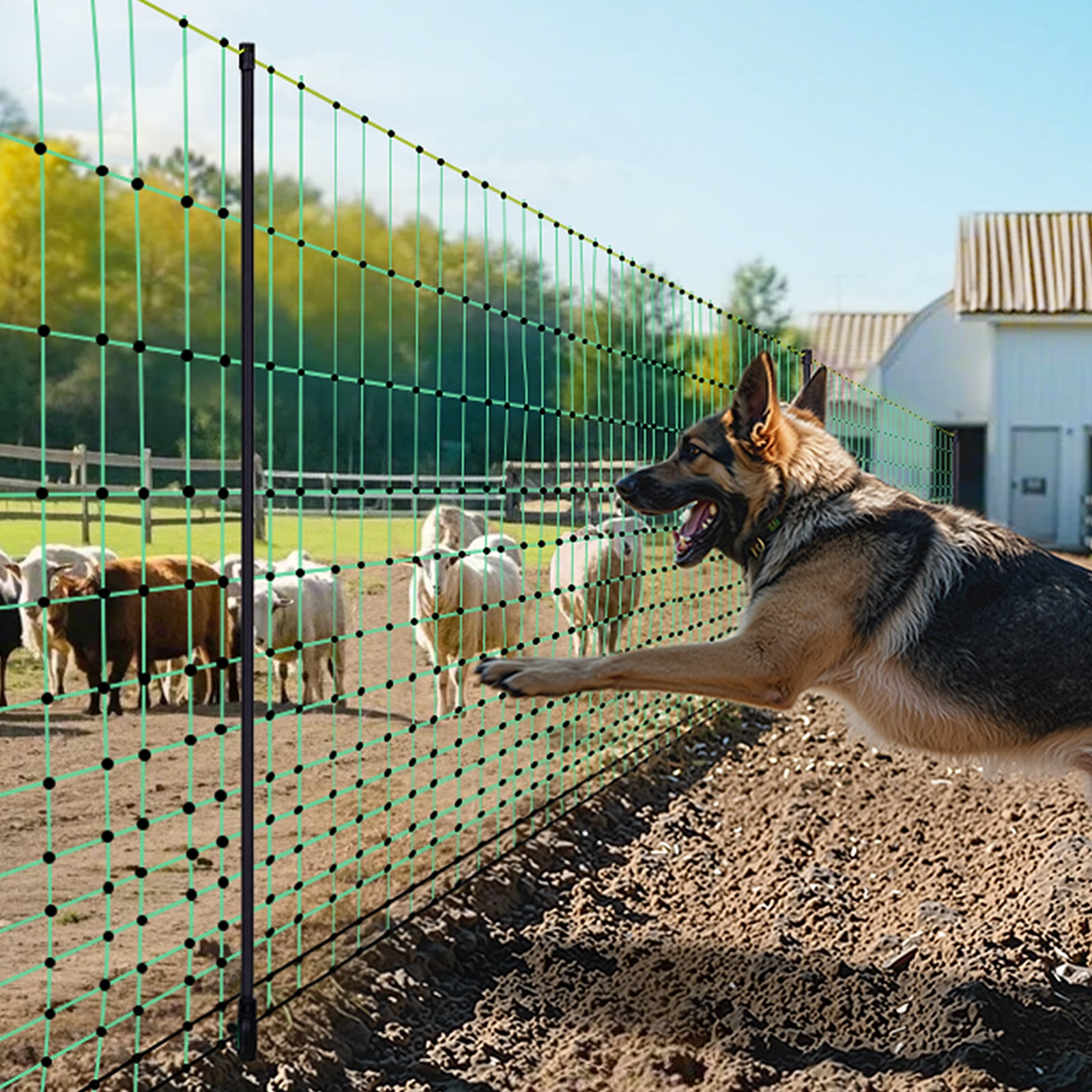 Electric Fence Netting, 50" H X 164' L, Livestock Net Fencing With Posts & Stakes, Portable Mesh Nets For Goats, Sheep, Deer, Hogs, Dogs, Electric Fencing For Backyards, Gardens, Farms, Ranches_maomaolike.com